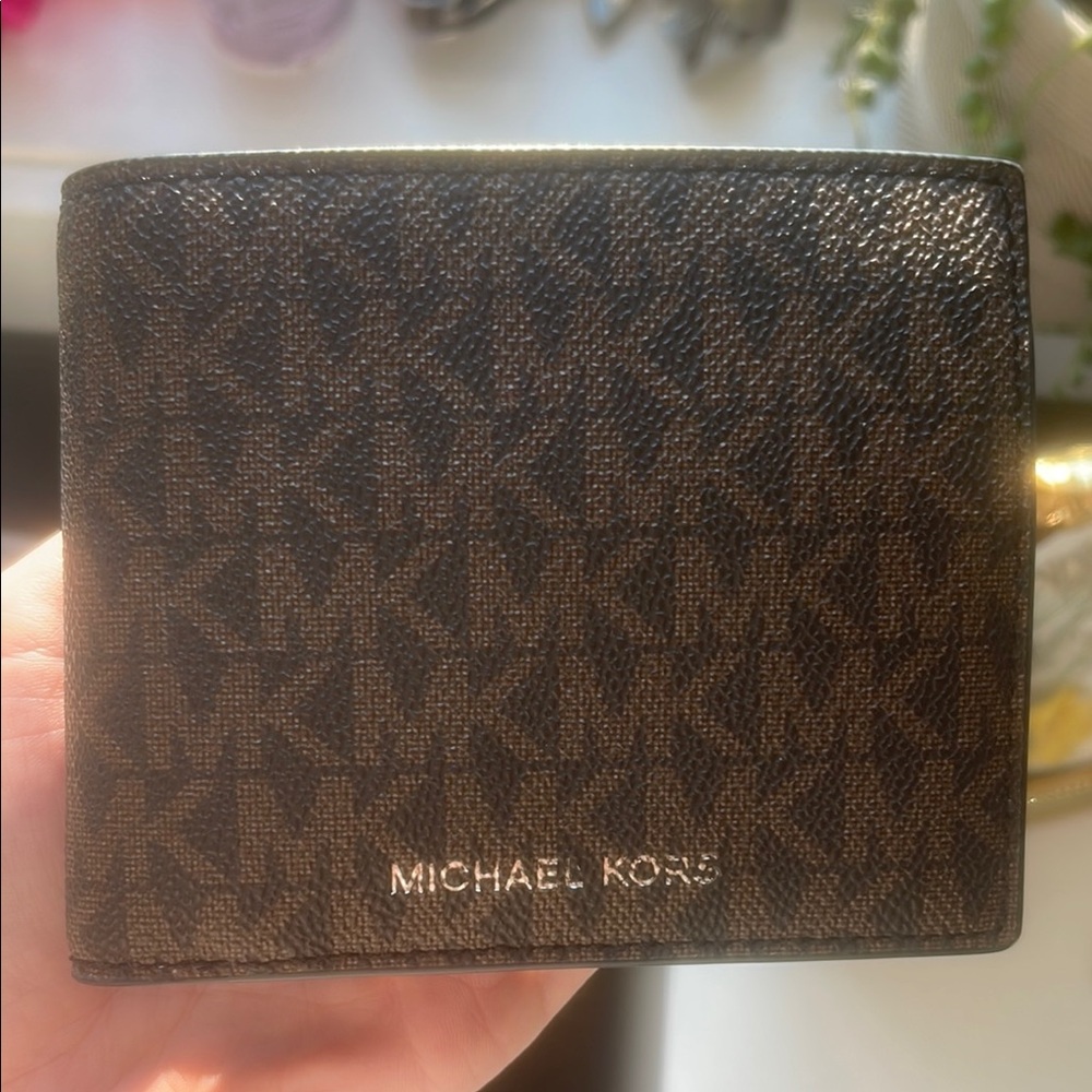 Michael Kors Brown Key & Card Holder with Signature Design